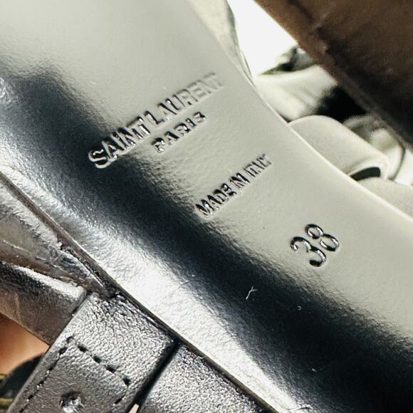 Saint Laurent Platz 38/ US 8 Multi Buckle Strappy Platform Sandal Black Leather - Picture 13 of 14